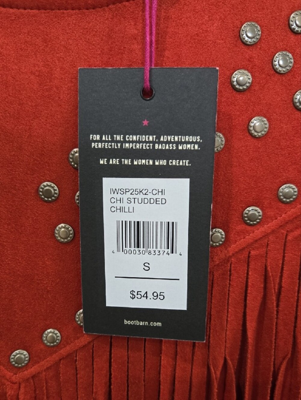 Idyllwind Rust "Chilli" Fringe Studded Sleeveless Top - Picture 3 of 5